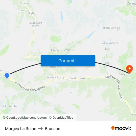 Morgex La Ruine to Brusson map