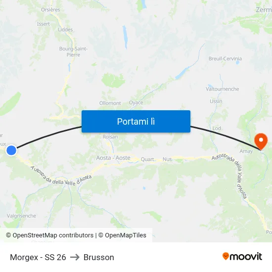 Morgex - SS 26 to Brusson map