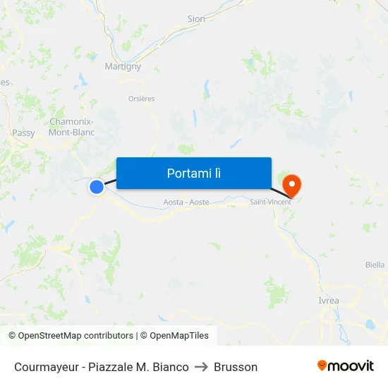 Courmayeur - Piazzale M. Bianco to Brusson map