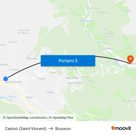 Casinò (Saint-Vincent) to Brusson map