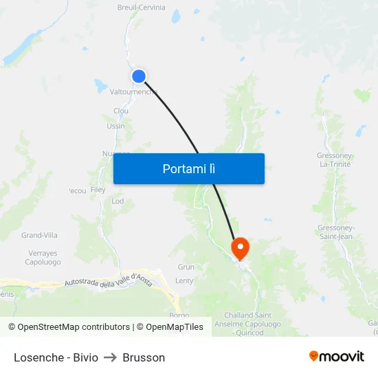 Losenche - Bivio to Brusson map