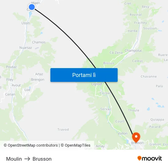 Moulin to Brusson map