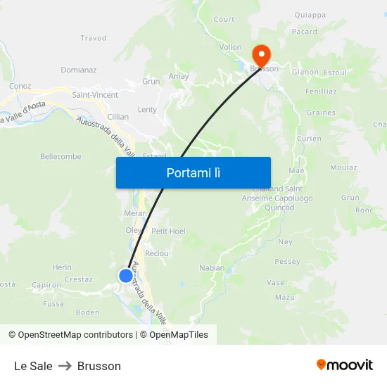 Le Sale to Brusson map