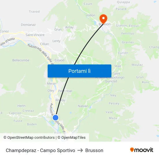 Champdepraz - Campo Sportivo to Brusson map