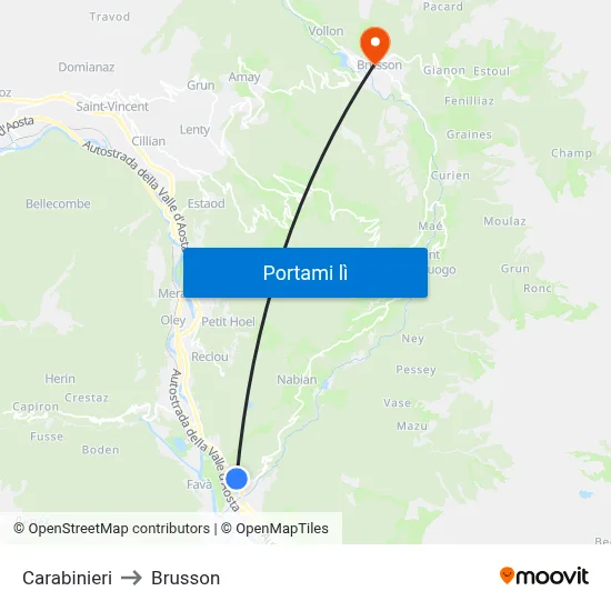 Carabinieri to Brusson map