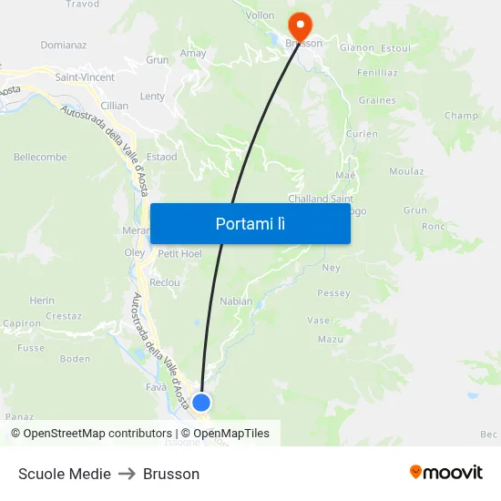 Scuole Medie to Brusson map