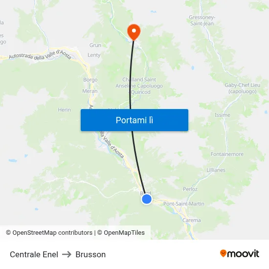 Centrale Enel to Brusson map