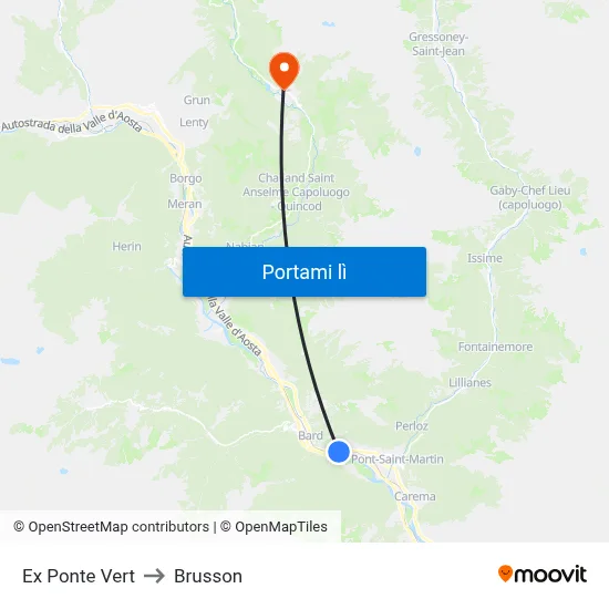 Ex Ponte Vert to Brusson map