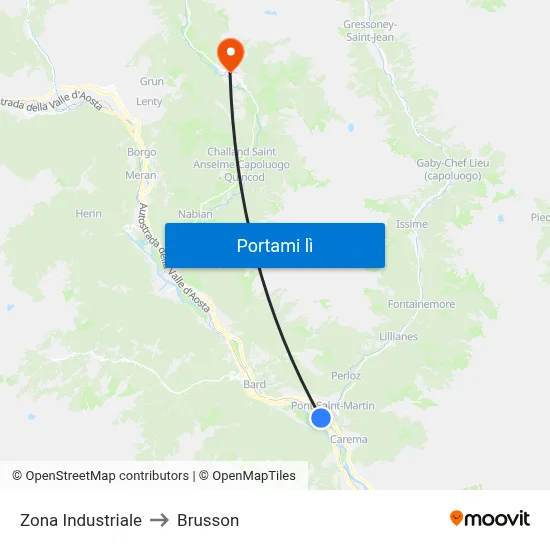 Zona Industriale to Brusson map