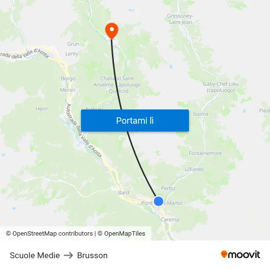 Scuole Medie to Brusson map