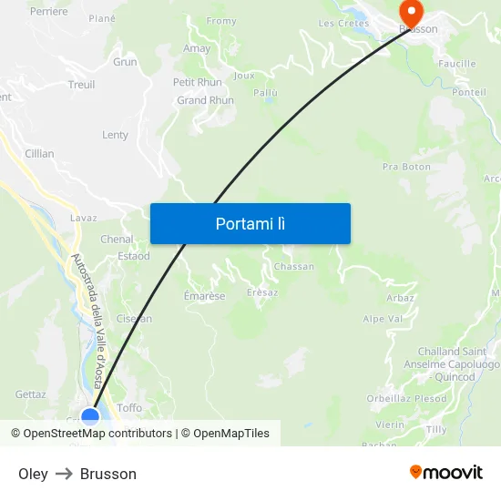 Oley to Brusson map