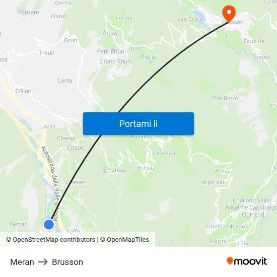 Meran to Brusson map