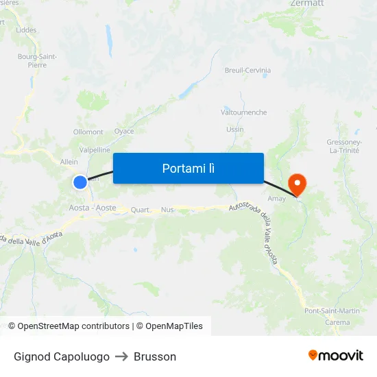 Gignod Capoluogo to Brusson map