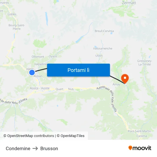 Condemine to Brusson map