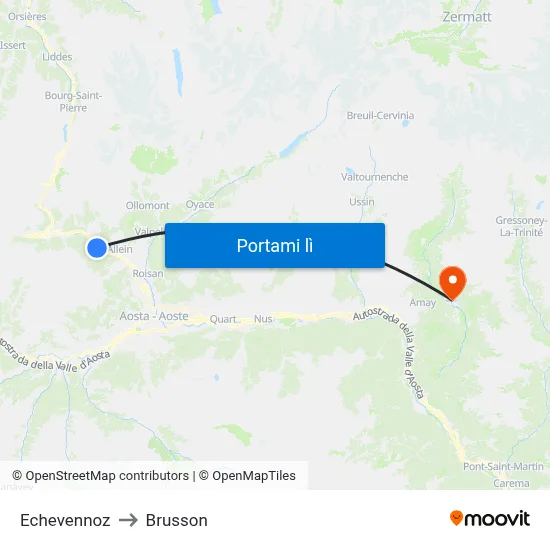 Echevennoz to Brusson map