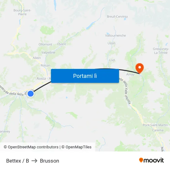 Bettex / B to Brusson map