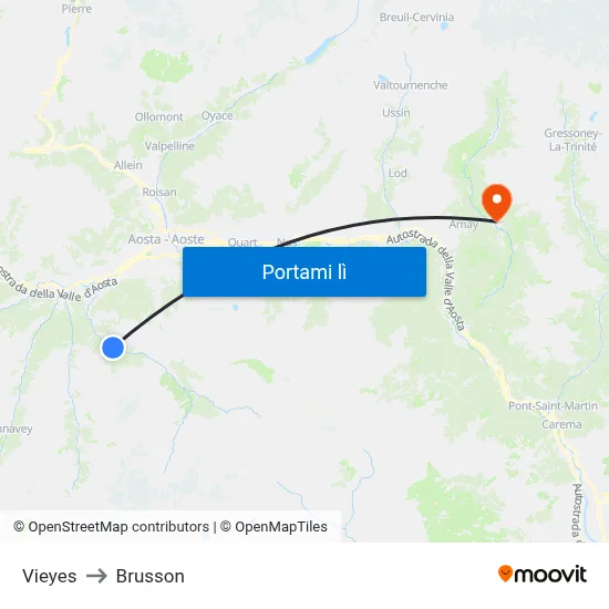 Vieyes to Brusson map