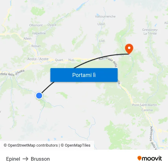 Epinel to Brusson map
