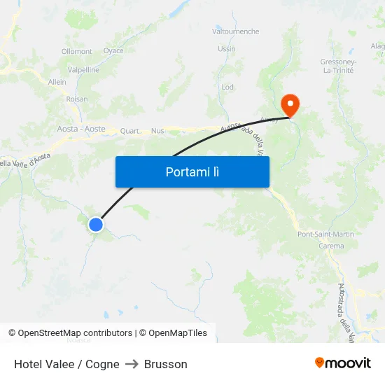 Hotel Valee / Cogne to Brusson map