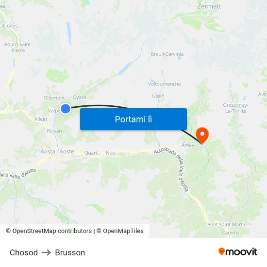 Chosod to Brusson map