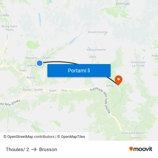 Thoules/ 2 to Brusson map