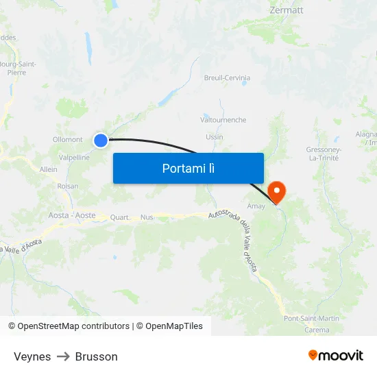 Veynes to Brusson map