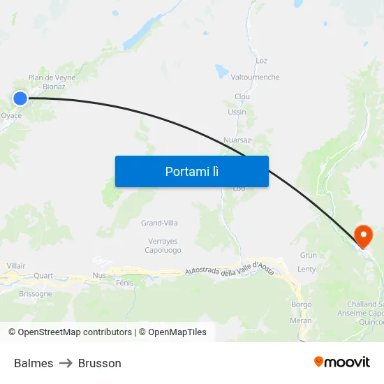 Balmes to Brusson map