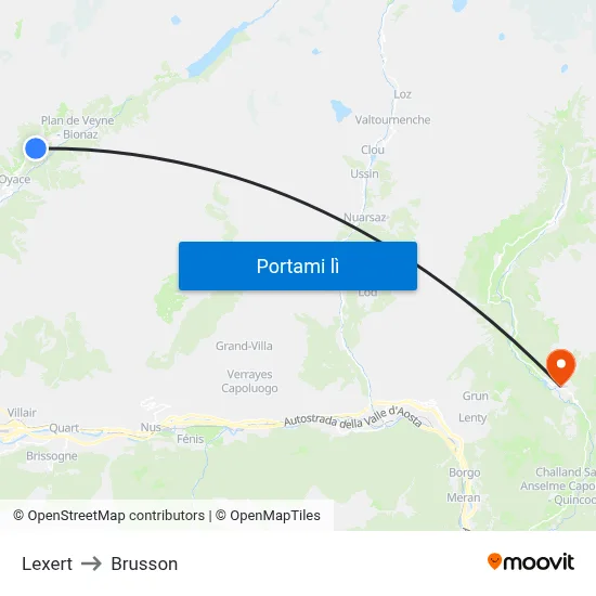 Lexert to Brusson map