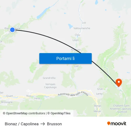 Bionaz / Capolinea to Brusson map