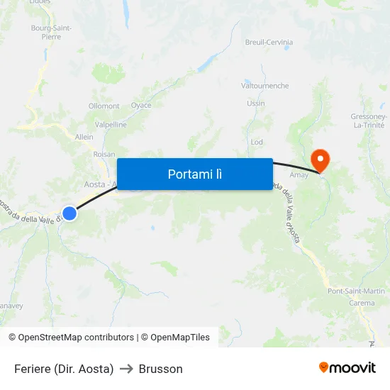 Feriere (Dir. Aosta) to Brusson map