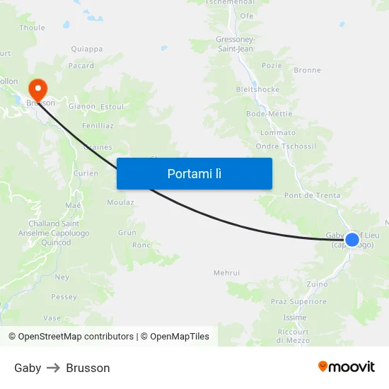 Gaby to Brusson map