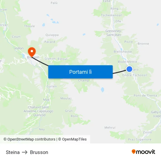 Steina to Brusson map