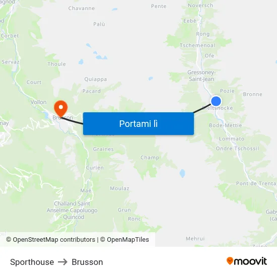 Sporthouse to Brusson map