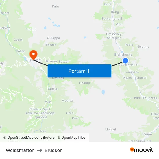 Weissmatten to Brusson map