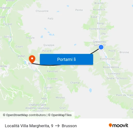 Località Villa Margherita, 9 to Brusson map