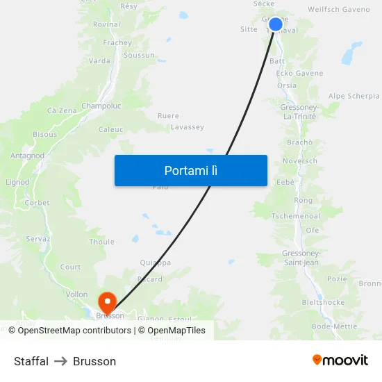 Staffal to Brusson map