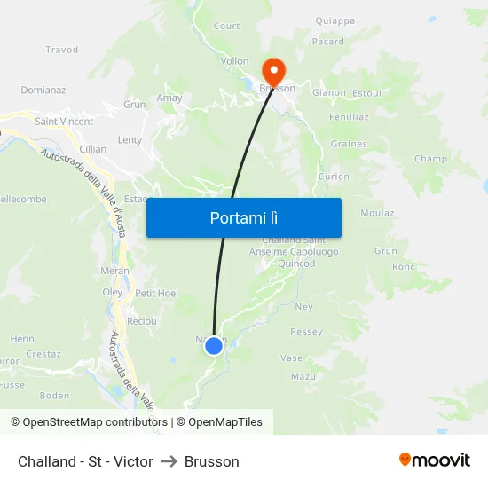 Challand - St - Victor to Brusson map