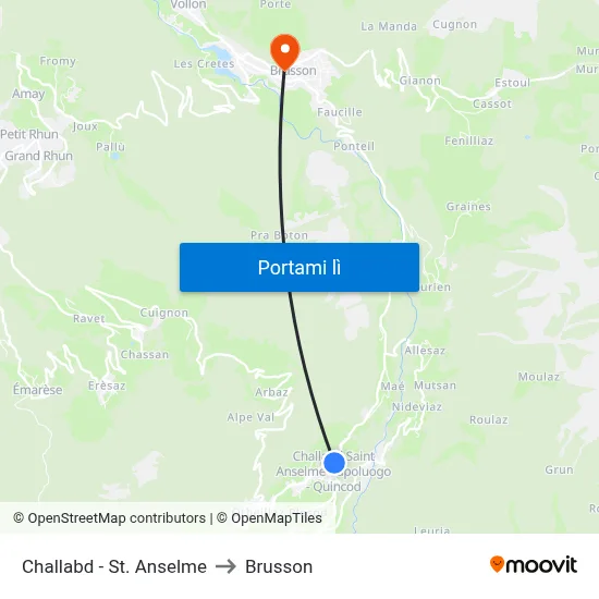 Challabd - St. Anselme to Brusson map