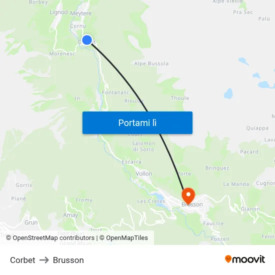 Corbet to Brusson map