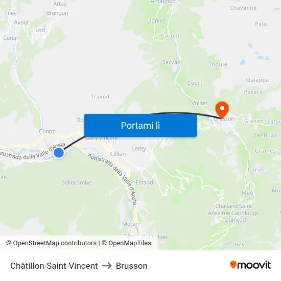 Châtillon-Saint-Vincent to Brusson map