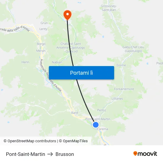 Pont-Saint-Martin to Brusson map