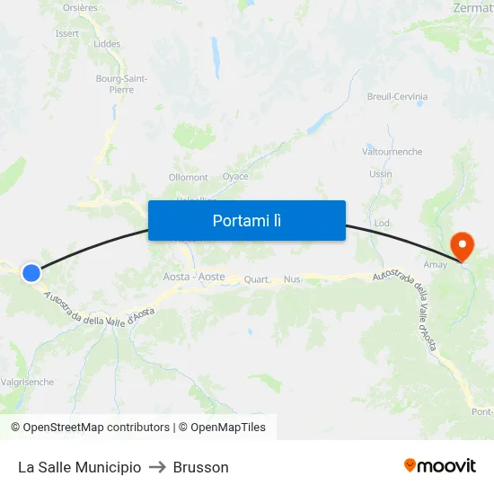 La Salle Municipio to Brusson map