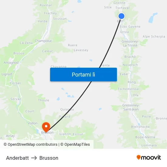 Anderbatt to Brusson map