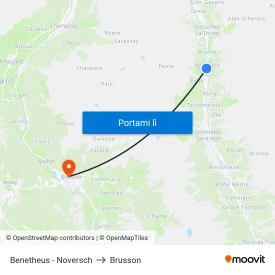 Benetheus - Noversch to Brusson map
