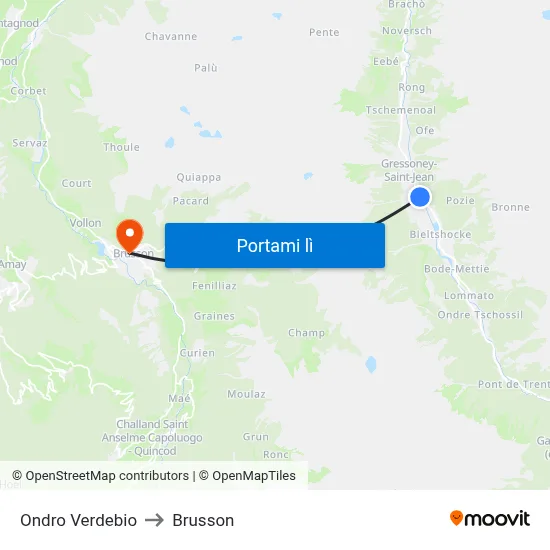 Ondro Verdebio to Brusson map