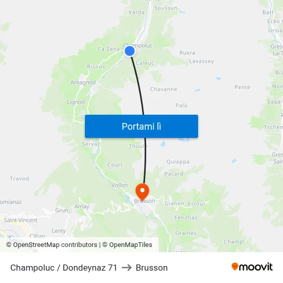 Champoluc / Dondeynaz 71 to Brusson map