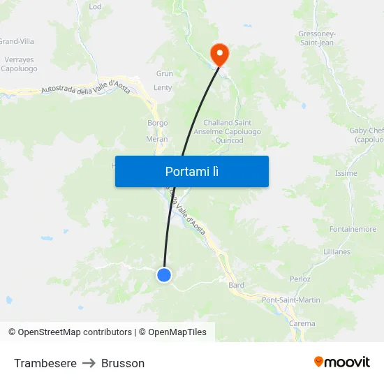 Trambesere to Brusson map