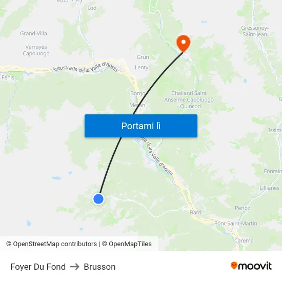 Foyer Du Fond to Brusson map