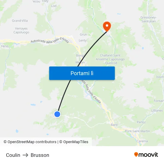 Coulin to Brusson map