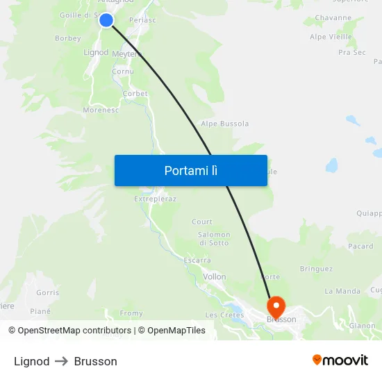 Lignod to Brusson map